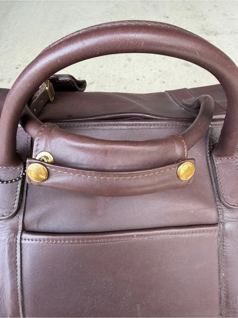 Rare Vintage Coach Leather Weekender Duffle Bag 0502 - Brown